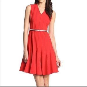 Calvin Klein Red Knee Length Dress, Size 6, New